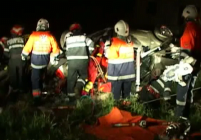 ACCIDENT GRAV, cu vitima incarcerata, la pe DN72, la intrare in Bratasanca